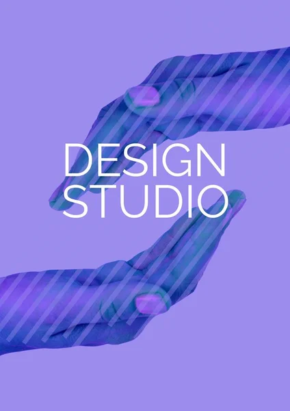 Digitally Generated Image Design Studio Text Two Hands Purple Background — Stock Photo, Image