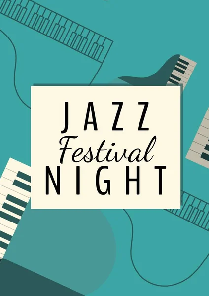 Jazz Festival Night Text Banner Musical Instruments Green Background Music — Stock Photo, Image