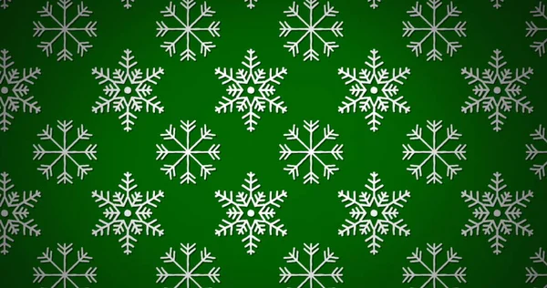 Digital Image Traditional Christmas Pattern Snowflakes Stars Moving Green Background — Stock Photo, Image