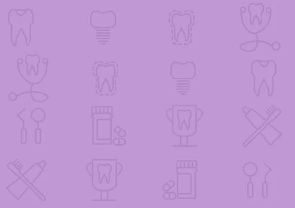 Imagen Generada Digitalmente Iconos Conceptuales Dentales Sobre Fondo Púrpura Concepto — Foto de Stock