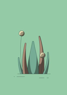 Yeşil arka planda çiçek dizaynı dijital olarak oluşturuldu. Botanik ve bahçıvanlık arka plan şablonu çizim kavramı