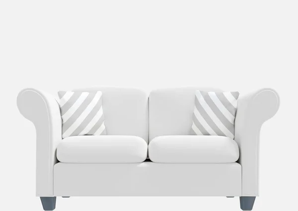 Digitales Bild Eines Grauen Sofas Vor Weißem Hintergrund Möbel Hintergrund — Stockfoto