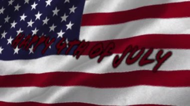 Amerikan bayrağı sallarken 4 Temmuz 'un dijital animasyonu. Amerikan bağımsızlık günü konsepti