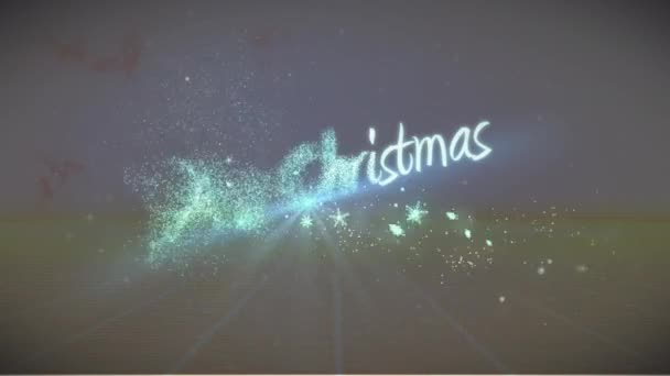 Animación Digital Texto Navideño Alegre Estrellas Brillantes Moviéndose Sobre Fondo — Vídeo de stock