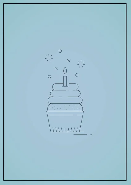 Imagen Generada Digitalmente Quema Velas Sobre Icono Cupcake Con Espacio — Foto de Stock