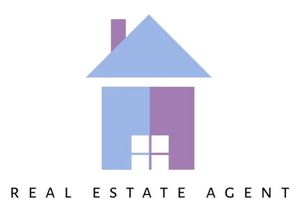 Digitales Bild Des Immobilientextes Mit Haussymbol Vor Weißem Hintergrund Immobilien — Stockfoto