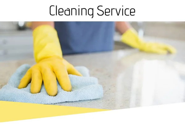 Cleaning Service Text Hand Cleaning Cloth White Background Cleaning Service — Stock Photo, Image