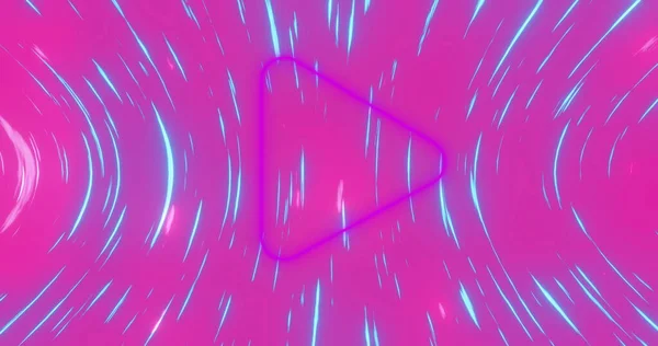 Image Play Button Flickering Pink Blue Neon Tunnel Background Image — Stock Photo, Image