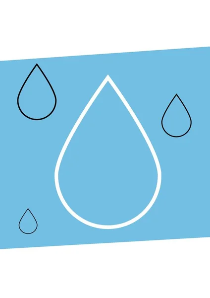 Digitales Bild Von Wassertropfen Auf Blauem Banner Vor Weißem Hintergrund — Stockfoto