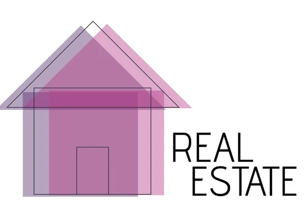 Digitally Generated Image Real Estate Text House Icon White Background — Stock Photo, Image