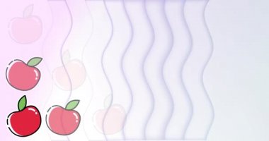 Kırmızı elmanın canlandırması beyaz arkaplandaki şekiller üzerinde tekrarlandı. doğa, desen, renk ve hareket konsepti dijital olarak oluşturulmuş video.