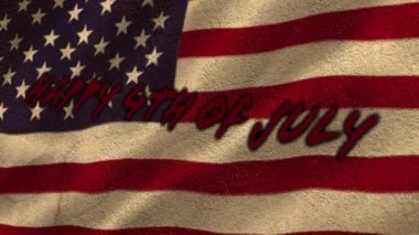 Amerikan bayrağı sallarken 4 Temmuz 'un dijital animasyonu. Amerikan bağımsızlık günü konsepti
