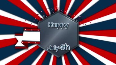 Bağımsızlık Günü 'nde konfeti, radyal arka planda mesaj pankartı. Amerikan bağımsızlık günü konsepti