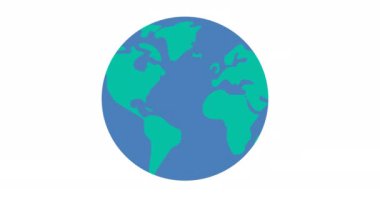 Beyaz arka planda dönen dünyanın animasyonu. eğitim, okul ve öğretim konsepti dijital olarak oluşturulmuş video.