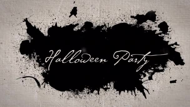Animación Texto Halloween Sobre Mancha Negra Sobre Fondo Beige Horror — Vídeos de Stock
