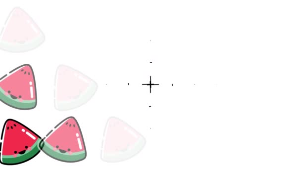 Animation Watermelon Shapes White Background Nature Pattern Colour Movement Concept — ストック動画