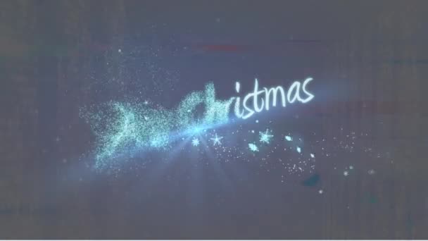 Animación Digital Texto Navideño Alegre Estrellas Brillantes Moviéndose Sobre Fondo — Vídeo de stock