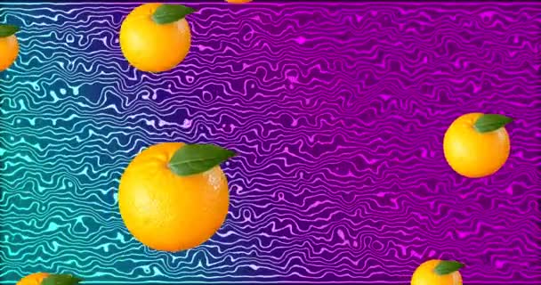 Animación Naranja Repetida Sobre Formas Sobre Fondo Púrpura Naturaleza Patrón — Vídeos de Stock