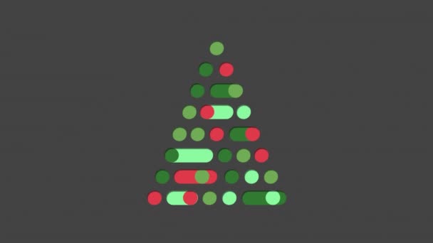 Digital Animation Green Christmas Tree Icon Grey Background Christmas Festivity — Stock Video