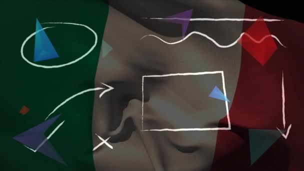 Digitale Compositie Van Abstracte Kleurrijke Vormen Golvende Irelandse Vlag Achtergrond — Stockvideo