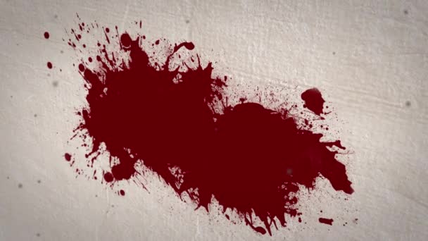 Animación Mancha Sangre Que Aparece Fondo Beige Horror Miedo Tradición — Vídeo de stock