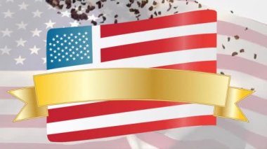 Birleşik Devletler bayrağını dalgalandıran yıldızlı Amerikan bayrağının canlandırılması. Amerikan vatanseverliği, gelenek ve kutlama konsepti dijital olarak oluşturulmuş video.