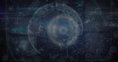 Çevrimiçi güvenlik kilidinin animasyonu, veri işleme üzerindeki devre kartı. küresel internet güvenliği, siber suç, bağlantılar ve dijital olarak oluşturulmuş veri işleme kavramı.