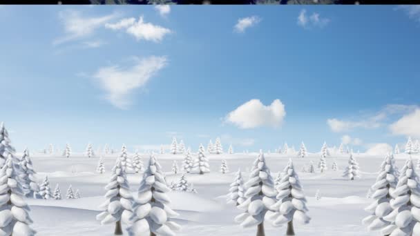 Animación Nieve Cayendo Sobre Paisaje Invernal Navidad Invierno Tradición Concepto — Vídeo de stock