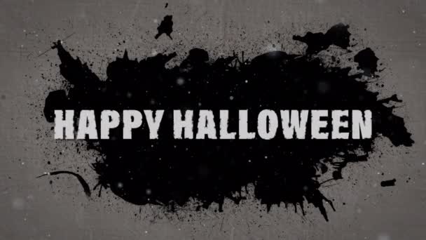 Animacja Szczęśliwego Tekstu Halloween Nad Czarnymi Plamami Szarym Tle Halloween — Wideo stockowe