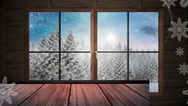 풍경에 내리는 방지하기 눈송이를 놓는다 크리스마스 축하와 축하의 — 비디오