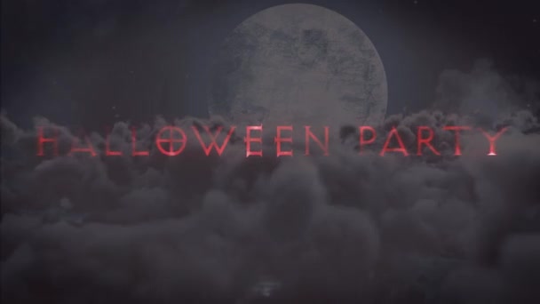 Animación Fiesta Halloween Sobre Luna Llena Fondo Cielo Nocturno Halloween — Vídeo de stock