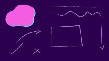 Koyu arkaplan üzerinde pembe grafiklerin animasyonu. renk, hareket ve enerji arkaplan kavramı, dijital olarak oluşturulmuş video.