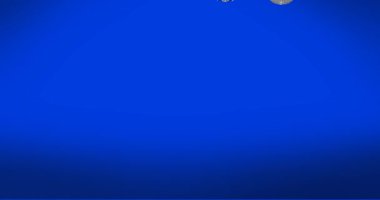 Mavi arka planda noel hediyelerinin canlandırılması. Noel, gelenek ve kutlama konsepti dijital olarak oluşturuldu.