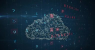 Tarama animasyonu, numaralar ve çevrimiçi güvenlik kilidi. küresel internet güvenliği, veri işleme, bağlantılar ve dijital arayüz konsepti dijital olarak oluşturulmuş video.