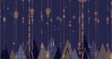 Yıldızların animasyonu ve karanlık arka planda noel ağacı deseni. Noel, gelenek ve kutlama konsepti dijital olarak oluşturuldu.