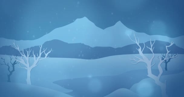 Animation Von Schnee Der Über Die Winterlandschaft Fällt Weihnachten Tradition — Stockvideo