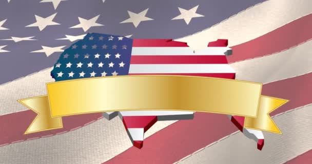 Animation Usa Flagga Med Stjärnor Över Viftande Flagga Usa Amerikansk — Stockvideo