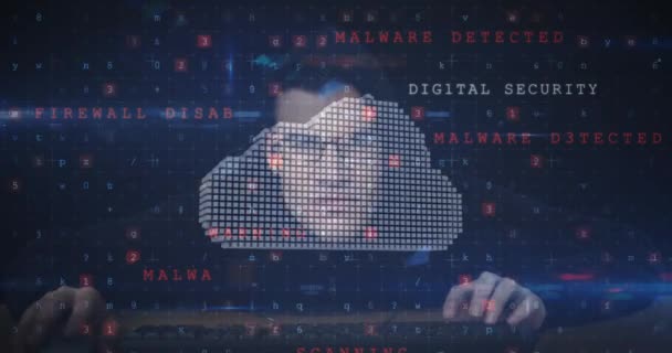 Animazione Cyber Attacco Avviso Oltre Lucchetto Sicurezza Online Hacker Sicurezza — Video Stock