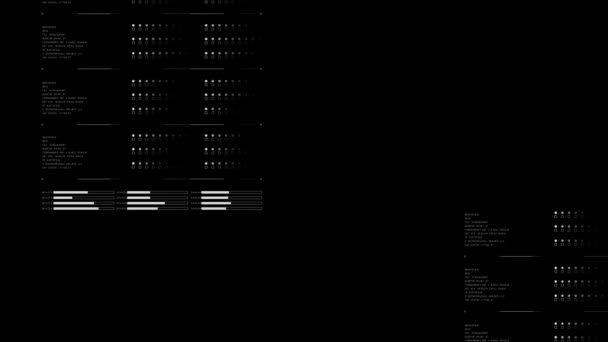 Animação Processamento Dados Sobre Círculos Brancos Fundo Preto Computação Global — Vídeo de Stock