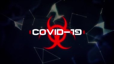 Dünya üzerinde covid 19 metnin animasyonu. küresel covid 19 salgını, bilim ve bağlantılar konsepti dijital olarak oluşturulmuş video.