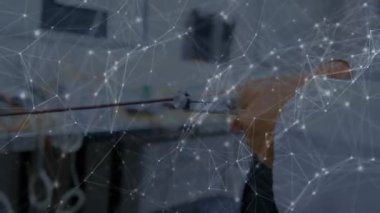 Doktor üzerinden bağlantı ağının animasyonu. küresel bilim, bağlantılar, veri işleme ve dijital arayüz kavramı dijital olarak oluşturulmuş video.