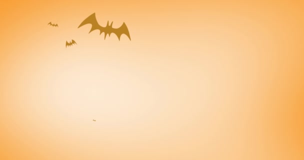 Animation Falling Bats Orange Background Halloween Tradition Celebration Concept Digitally — Stock Video