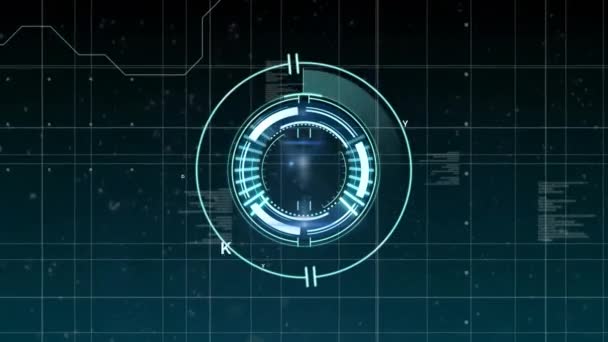 Animación Del Escaneo Del Visor Con Reloj Sobre Procesamiento Datos — Vídeos de Stock