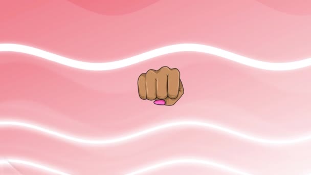 Animatie Van Vrouwelijke Vuisten Grafische Roze Achtergrond Vrouwenmacht Feminisme Gendergelijkheid — Stockvideo