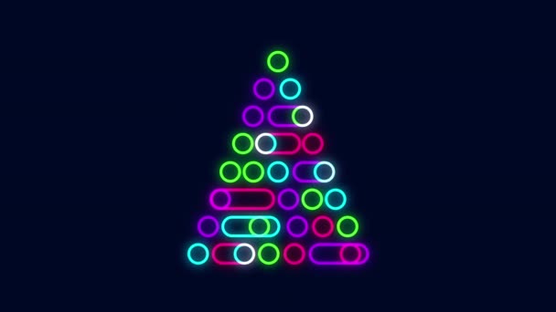 Animación Digital Del Icono Del Árbol Navidad Neón Sobre Fondo — Vídeos de Stock