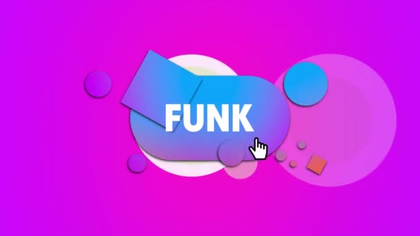 Animation Des Funktextes Über Bunten Formen Auf Rosa Hintergrund Hintergrund — Stockvideo