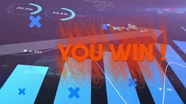 Animation de vous gagner du texte sur le traitement des données et le marché boursier. concept global de traitement de données, de calcul et d'interface numérique vidéo générée numériquement.