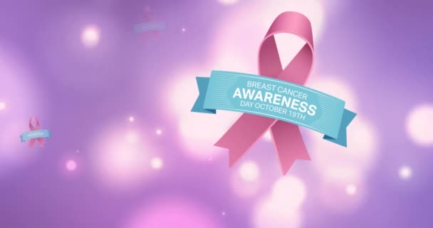 Animation Breast Cancer Awareness Text Πάνω Μπλε Φόντο Έννοια Εκστρατεία — Αρχείο Βίντεο