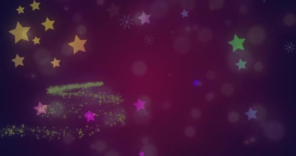 Animation Von Sternen Die Über Glühenden Weihnachtsbaum Fallen Weihnachten Tradition — Stockvideo