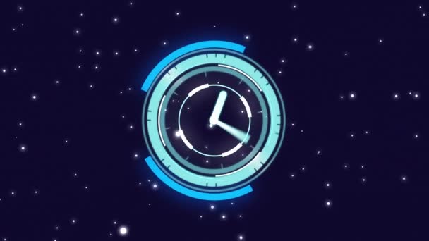 Animação Varredura Escopo Com Relógio Sobre Pontos Móveis Luzes Fundo — Vídeo de Stock